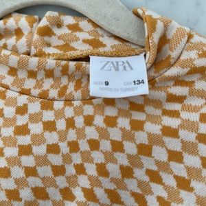 Zara Girls Mod Yellow Check Dress Size 9